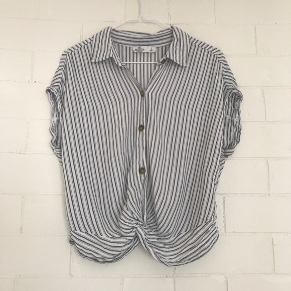 Hollister Tops - HOLLISTER | Blue Striped Button Down Short Sleeve